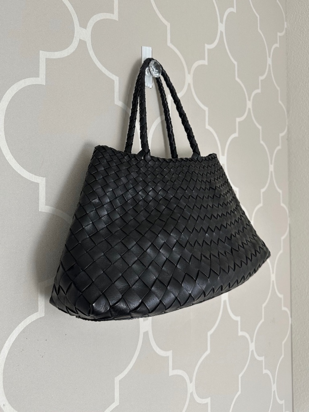 NWOT Dragon Diffusion Santa Croce Big Black Woven Leather Handbag - Picture 7 of 11
